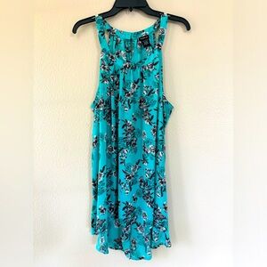 High Neck Torrid Tank 3X Floral Pattern Turquoise Black White